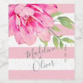 バラピンクグリーンストライプフローラシックシルバー ワインラベル (シングルラベル)