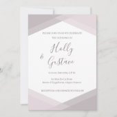 バラピンクグレーホワイトモダン六角シッ結婚クス 招待状 (正面)