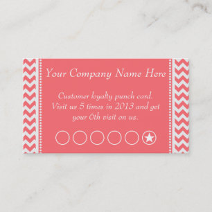 バラピンクシェブロン割引プロモーションパンチカード ロイヤリティカード