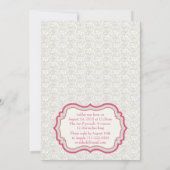 バラピンクシャンパンレースSip N参照ベビーシャワー 招待状 (裏面)