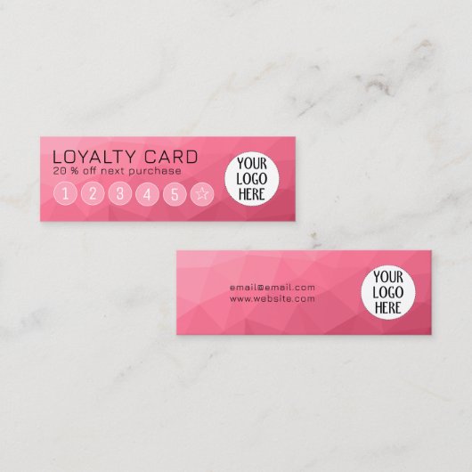 バラピンクジオメトリックメッシュパターンカスタムロゴ ロイヤリティカード (正面/裏面)