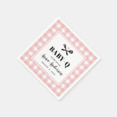 バラピンクジンガムプレイドベビーQシャワー スタンダードカクテルナプキン (角)