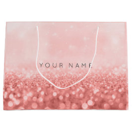バラピンクスウィート16グリッター結婚ズブライダル ラージペーパーバッグ