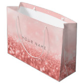 バラピンクスウィート16グリッター結婚ズブライダル ラージペーパーバッグ (裏面アングル)