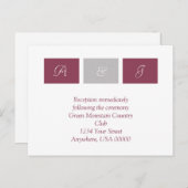 バラピンクスクウェアRSVPカード インビテーションポストカード (正面/裏面)