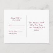 バラピンクスクウェアRSVPカード インビテーションポストカード (裏面)