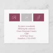 バラピンクスクウェアRSVPカード インビテーションポストカード (正面)