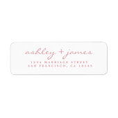 バラピンクスクリプトエレガントウェディング差出人住所 ラベル (正面)