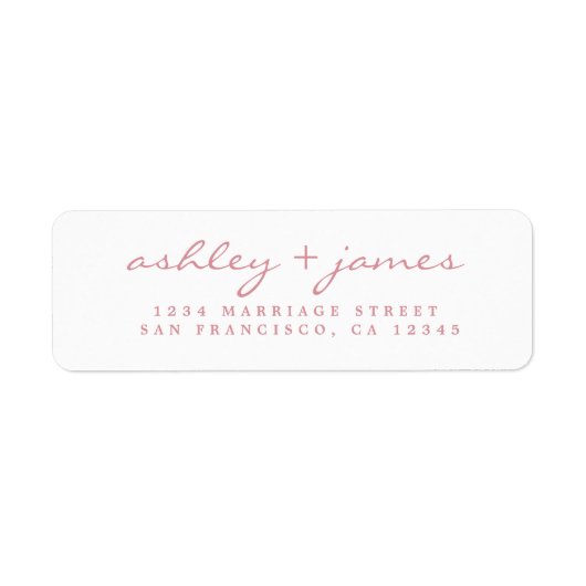 バラピンクスクリプトエレガントウェディング差出人住所 ラベル (正面)