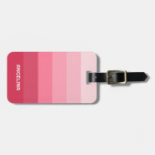 バラピンクストライプレトロ文字 ラゲッジタグ (正面横)