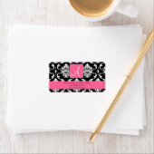 バラピンクダマスクモノグラム結婚ズ住所 シール (インサイチュ)