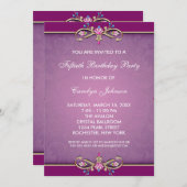 バラピンクダマスク50thバースデーパーティーへの招待 招待状 (正面/裏面)