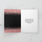 バラピンクドレスフェイクグリッタースウィート16誕生日 カード (内部)