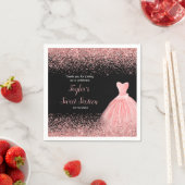 バラピンクドレスフェイクグリッタースウィート16誕生日 スタンダードカクテルナプキン (インサイチュ)