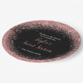 バラピンクドレスフェイクグリッタースウィート16誕生日 ペーパープレート (アングル)