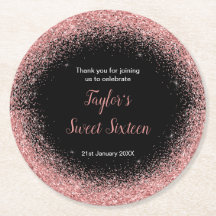 バラピンクドレスフェイクグリッタースウィート16誕生日