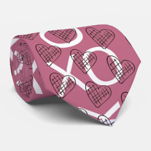 バラピンクハグキスXOXOハートバレンタインデー ネクタイ