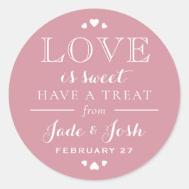 バラピンクハートラブイズスウィート結婚式の引き出物 ラウンドシール