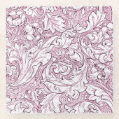 バラピンクバロック華美の葉 ガラスコースター (正面)