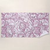 バラピンクバロック華美の葉 ビーチタオル (正面)