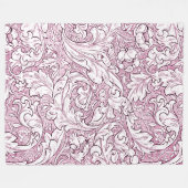 バラピンクバロック華美の葉 フリースブランケット (正面(横))