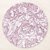 バラピンクバロック華美の葉 ラウンドペーパーコースター (正面)