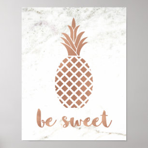 バラピンクパイナップルオンホワイトマーブル   Be Sweet ポスター