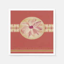 バラピンクパターン、フローラアクセント スタンダードカクテルナプキン