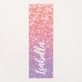 バラピンクパープルフェイクスパークルグリッターお名前 ヨガマット (正面)