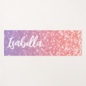バラピンクパープルフェイクスパークルグリッターお名前 ヨガマット (正面(横))