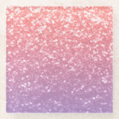 バラピンクパープルラベンダーフェイクスパークルグリッター ガラスコースター (正面)