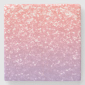バラピンクパープルラベンダーフェイクスパークルグリッター ストーンコースター (正面)