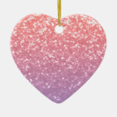 バラピンクパープルラベンダーフェイクスパークルグリッター セラミックオーナメント (正面)