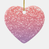 バラピンクパープルラベンダーフェイクスパークルグリッター セラミックオーナメント (裏面)