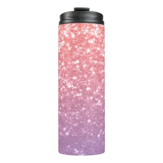バラピンクパープルラベンダーフェイクスパークルグリッター タンブラー (正面)