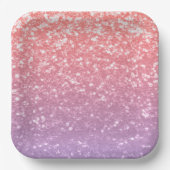 バラピンクパープルラベンダーフェイクスパークルグリッター ペーパープレート (正面)
