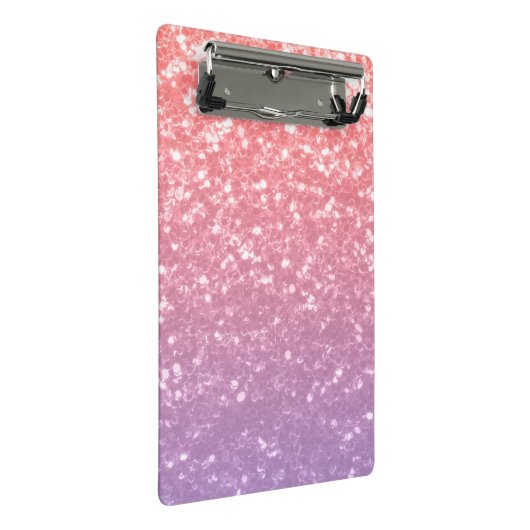 バラピンクパープルラベンダーフェイクスパークルグリッター ミニクリップボード (アングル)