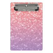 バラピンクパープルラベンダーフェイクスパークルグリッター ミニクリップボード (正面)