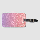 バラピンクパープルラベンダーフェイクスパークルグリッター ラゲッジタグ (正面横)