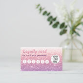 バラピンクパープルラベンダーフェイクスパークルグリッター ロイヤリティカード (スタンド正面)