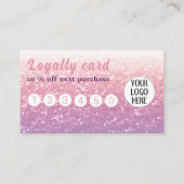 バラピンクパープルラベンダーフェイクスパークルグリッター ロイヤリティカード (正面)