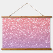 バラピンクパープルラベンダーフェイクスパークルグリッター 吊り下げ型タペストリー (正面)
