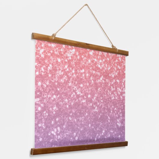 バラピンクパープルラベンダーフェイクスパークルグリッター 吊り下げ型タペストリー (傾斜あり)