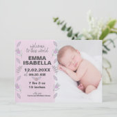 バラピンクパープル生まれたばかりのベビーガールフローラ写真 セーブザデート (スタンド正面)