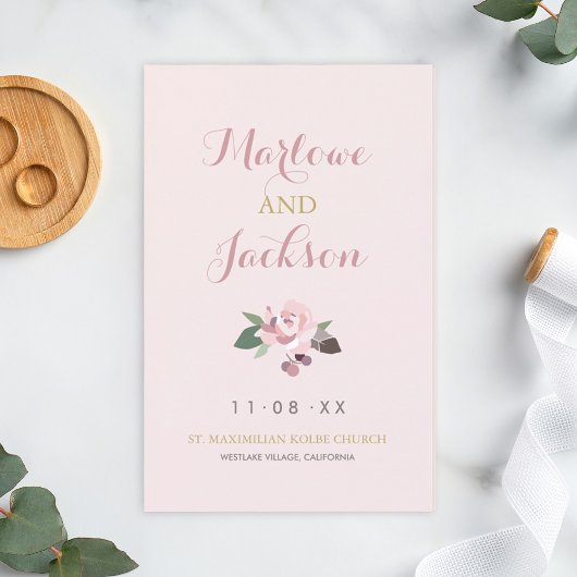 バラピンクピーニーフローラボホ結婚式 プログラム