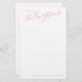 バラピンクファミリー名スクリプトひな形 便箋 (正面/裏面)