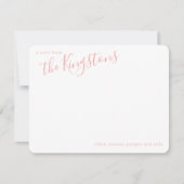 バラピンクファミリー名スクリプトノートカード ノートカード (正面)