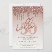 バラピンクフィフティ50誕生日 招待状 (正面)