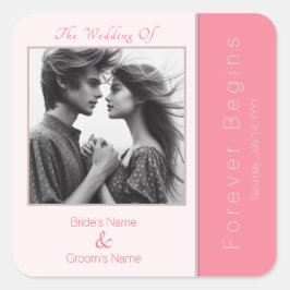 バラピンクフォーエバーエレガントフォト結婚ズ スクエアシール