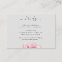 バラピンクフラワーグレーフローラ結婚ズホテル詳細 エンクロージャーカード